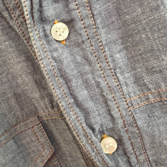John Galliano Blue Chambray Button Down Shirt With Pop Art Hand Painted … - Picture 10 of 12